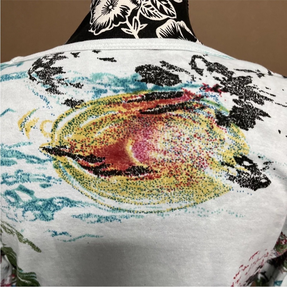 Fashque Shirt Size Small Long Sleeve Cotton Shirt Beach Design Floral Multicolor - Picture 2 of 5